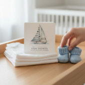 Carte De Remerciements Nauti Bouy Baby Shower Sailboat Watercolor