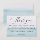 Carte De Remerciements Nautical Blue Boy Baby Shower | Elegant Script (Devant / Derrière)