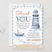 Carte De Remerciements Nautical Blue Boy moderne 1er anniversaire (Devant)