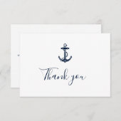 Carte De Remerciements Nautical Navy Blue Ancre Nom du bateau Croisière S (Devant / Derrière)