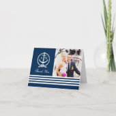 Carte De Remerciements Nautical Navy Blue Mariage Monogramme Photo (Devant)
