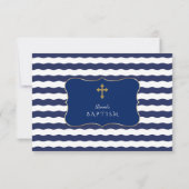 Carte De Remerciements Nautical Navy Vagues Ancre Boy Baptism (Dos)