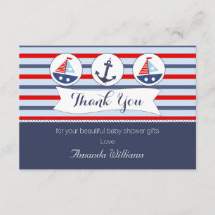 Carte de remerciements nautique de baby shower