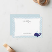 Carte de remerciements nautique de baleine (Devant/Arrière en situation)