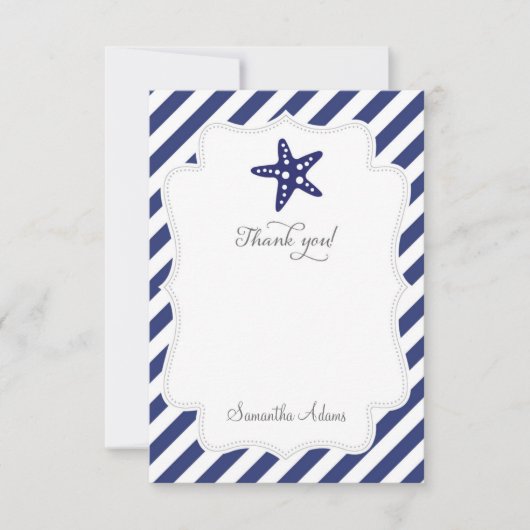 Carte de remerciements nautique d'étoiles de mer (Devant)
