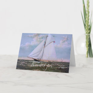 Carte De Remerciements Navire de voile antique sloop yacht voilier océan