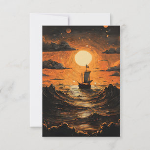 Carte De Remerciements Navire naviguant la nuit