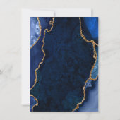 Carte De Remerciements Navy Blue and Gold Agate Marble Wedding (Dos)