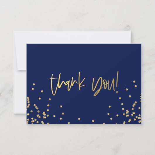 Carte De Remerciements Navy Blue and Gold Confetti Thank You Note Cards (Devant)