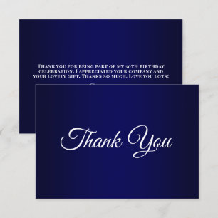 Carte De Remerciements Navy Blue Ombre 50e Anniversaire