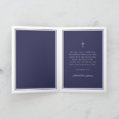 Carte De Remerciements Navy Blue Photo Boy First Communion (Intérieur)