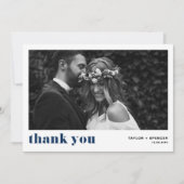 Carte De Remerciements Navy Blue Retro Bold Typographie Mariage photo (Devant)