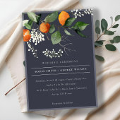 Carte De Remerciements Navy Chic Orange Blossom Botanical Wedding Invitat