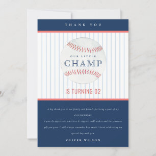 Carte De Remerciements Navy Notre Petit Champion Baseball Anniversaire To