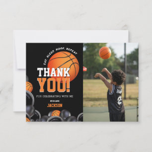 Carte De Remerciements Né 2 Ball Anniversaire Basketball Sports