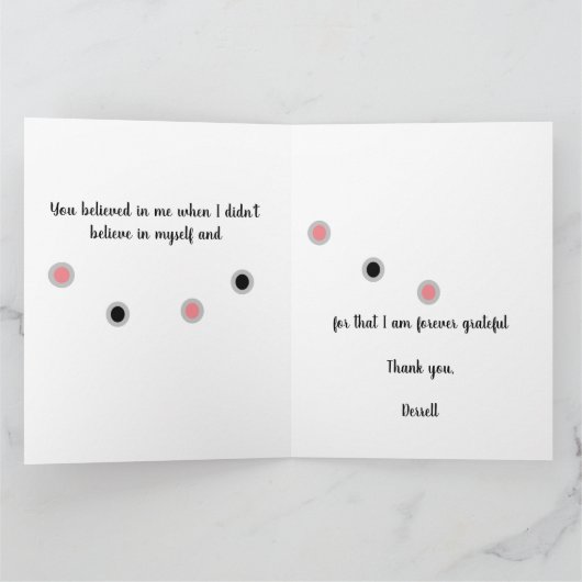 Carte De Remerciements Ne jamais changer le rêve, changer d'approche (Intérieur)