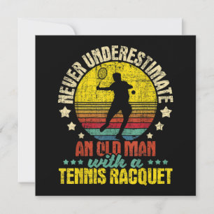Carte De Remerciements Ne jamais sous-estimer un vieil homme - Tennis Rac