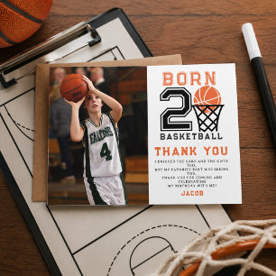 Carte De Remerciements Né pour le Basketball 2e Anniversaire du Garçon
