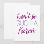 Carte De Remerciements Ne sois pas un Karen (Devant / Derrière)