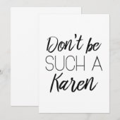 Carte De Remerciements Ne sois pas un Karen (Devant / Derrière)