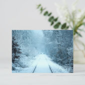 Carte De Remerciements Neige de Noël sur les voies ferrées (Debout devant)
