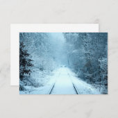 Carte De Remerciements Neige de Noël sur les voies ferrées (Devant / Derrière)
