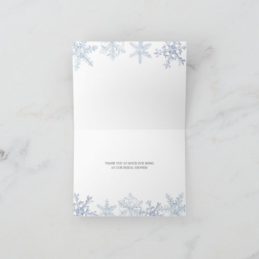 Carte De Remerciements Neige d'hiver en amour Fête des mariées pliée (Intérieur)