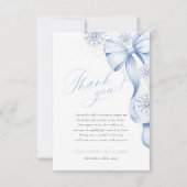 Carte De Remerciements Neige en amour Hiver Bleu Bow Fête des mariées (Devant)