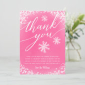 Carte De Remerciements Neige rose Baby shower d'hiver (Debout devant)