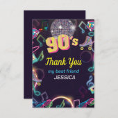 Carte De Remerciements Neon Disco Vibes des années 90 Stytle (Devant / Derrière)