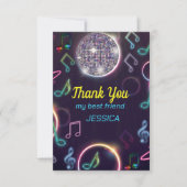 Carte De Remerciements Neon Glow Disco Dance Anniversaire (Devant)