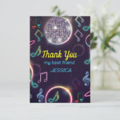 Carte De Remerciements Neon Glow Disco Dance Anniversaire (Debout devant)