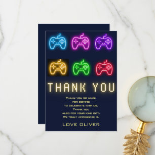 Carte De Remerciements Neon Jeux vidéo d'anniversaire pour n'importe quel