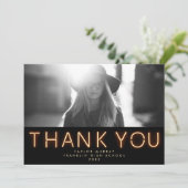 Carte De Remerciements Neon Lights Graduation Photo (Debout devant)