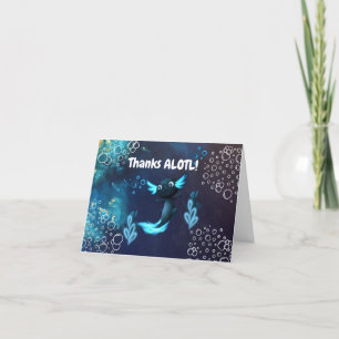 Carte De Remerciements Neon & Navy Blue Axolotl Underwater Boy Anniversai