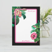 Carte De Remerciements Neon Pink Tropical Botanical (Debout devant)