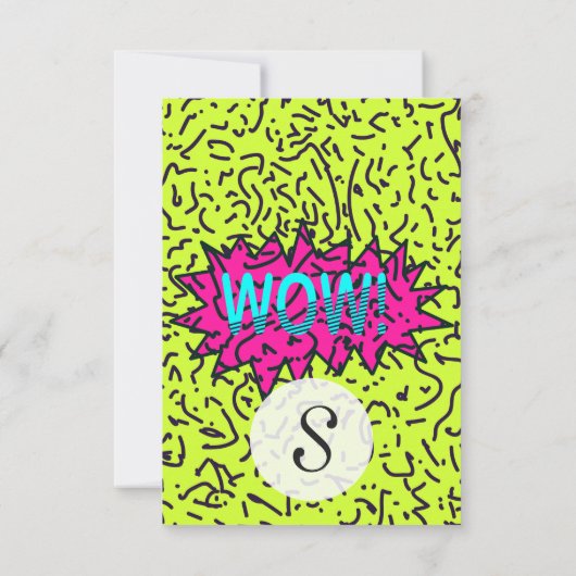Carte De Remerciements Neon Retro 80's 90 Scribbled Wow!Typographie (Dos)