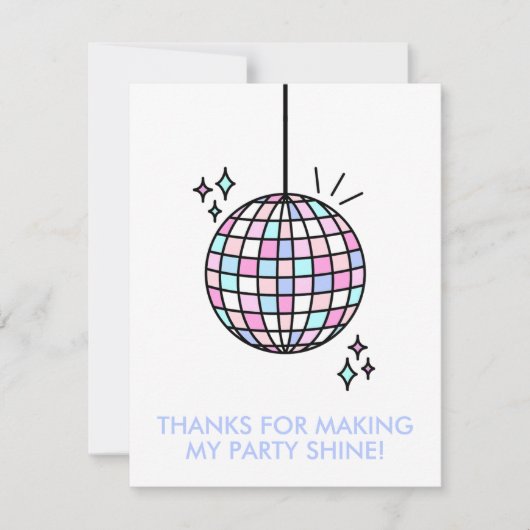Carte De Remerciements Neon Super Disco Ball (Devant)
