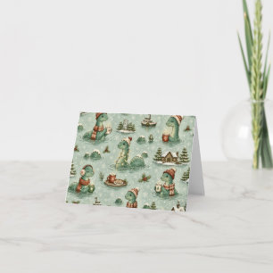 Carte De Remerciements Nessie de Noël Monstre du Loch Ness Confortable Cr