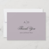 Carte De Remerciements Nettoyer Dusty Lilac Classic Mariage (Devant)