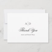 Carte De Remerciements Nettoyer le Mariage classique noir et blanc (Devant)