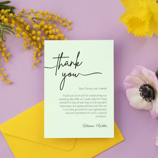 Carte De Remerciements Neutral Black and White Minimalist Wedding