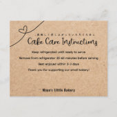 Carte De Remerciements Neutral Kraft Bakery Cake Care Instructions (Devant)