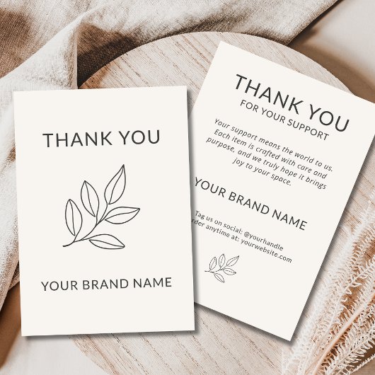 Carte De Remerciements Neutral Minimalist Botanical Business Handcrafted