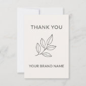 Carte De Remerciements Neutral Minimalist Botanical Business Handcrafted (Devant)