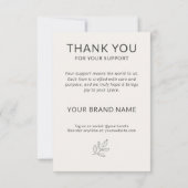 Carte De Remerciements Neutral Minimalist Botanical Business Handcrafted (Dos)
