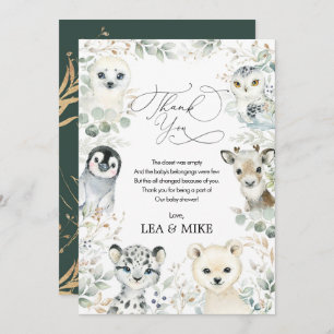 Carte De Remerciements Neutral Winter Wonderland Mignons Animaux Baby sho