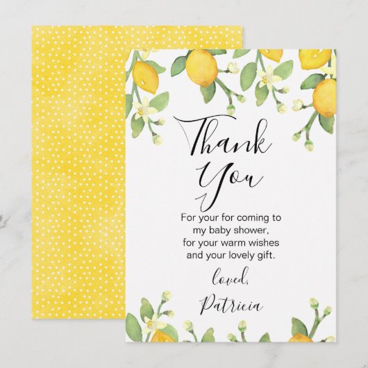 Carte de remerciements neutre de baby shower de (Devant / Derrière)