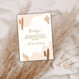 Carte De Remerciements Neutre moderne élégant Baby shower Boho Cactus
