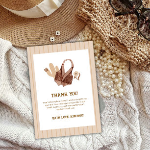 Carte De Remerciements Neutre Rustique Boho Cactus Baby shower de fille-f